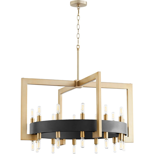 Archibald Chandelier by Cyan Design in noir, aged brass. Made from iron in a modern style.