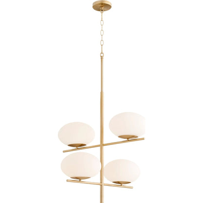 Pod Chandelier by Cyan Design in aged brass. Made from iron, glass in a transitional style.