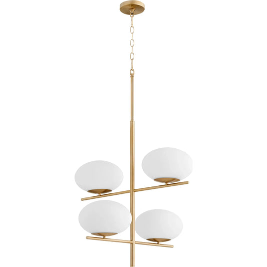 Pod Chandelier by Cyan Design in aged brass. Made from iron, glass in a transitional style.