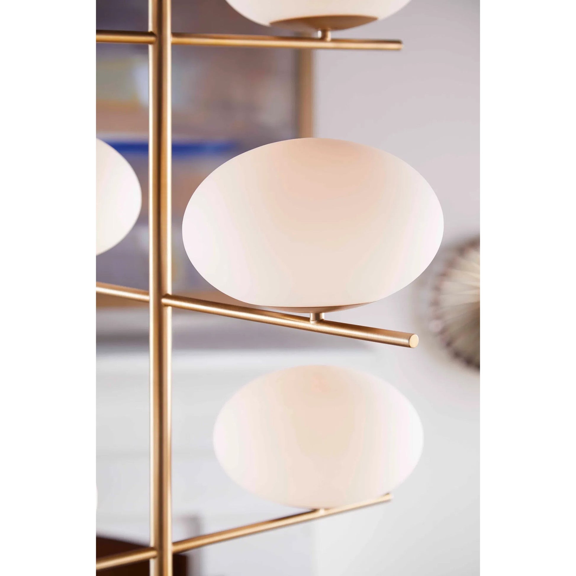 Pod Chandelier by Cyan Design in aged brass. Made from iron, glass in a transitional style.