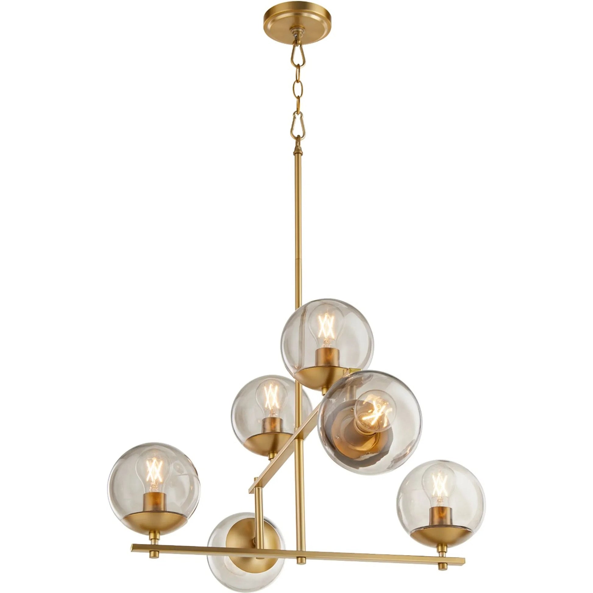 Edmonds Chandelier by Cyan Design in aged brass. Made from iron, glass in a modern style.