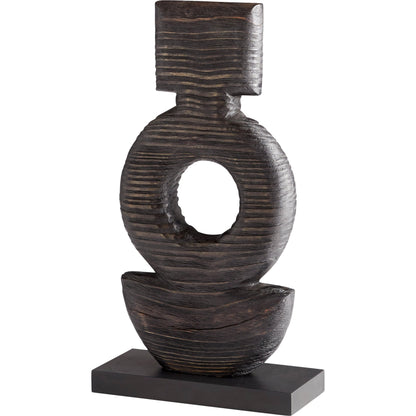 Dark Oval Sculpture by Cyan Design in black. Made from wood in a modern style.