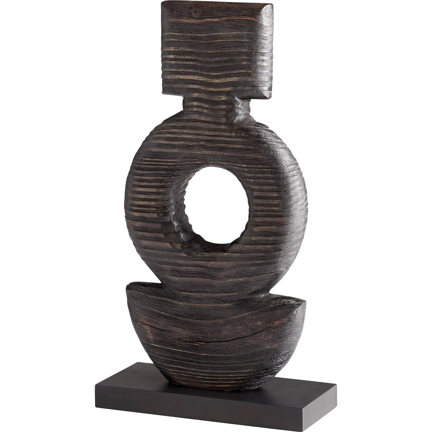001 SI-1987019 | Primary Silo | Dark Oval Sculpture by Cyan Design in black. Made from wood in a modern style.
