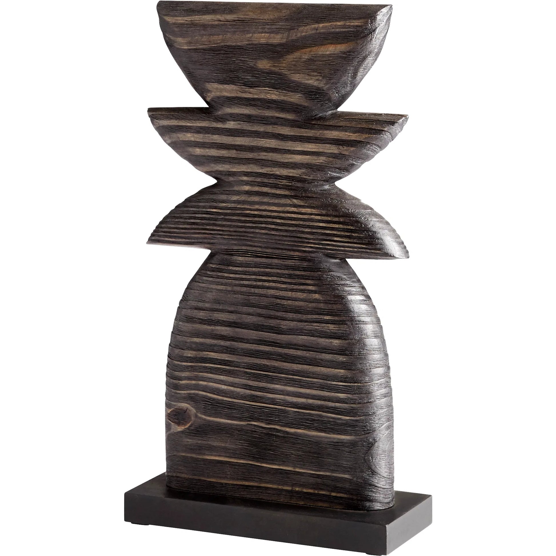 Dark Crescent Sculpture by Cyan Design in black. Made from wood in a modern style.
