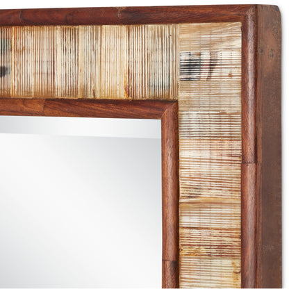 Hyson Large Square Mirror by Currey and Company in chiseled horn, natural, mirror. Made from horn, sheesham wood, engineered wood, glass in a modern style.
