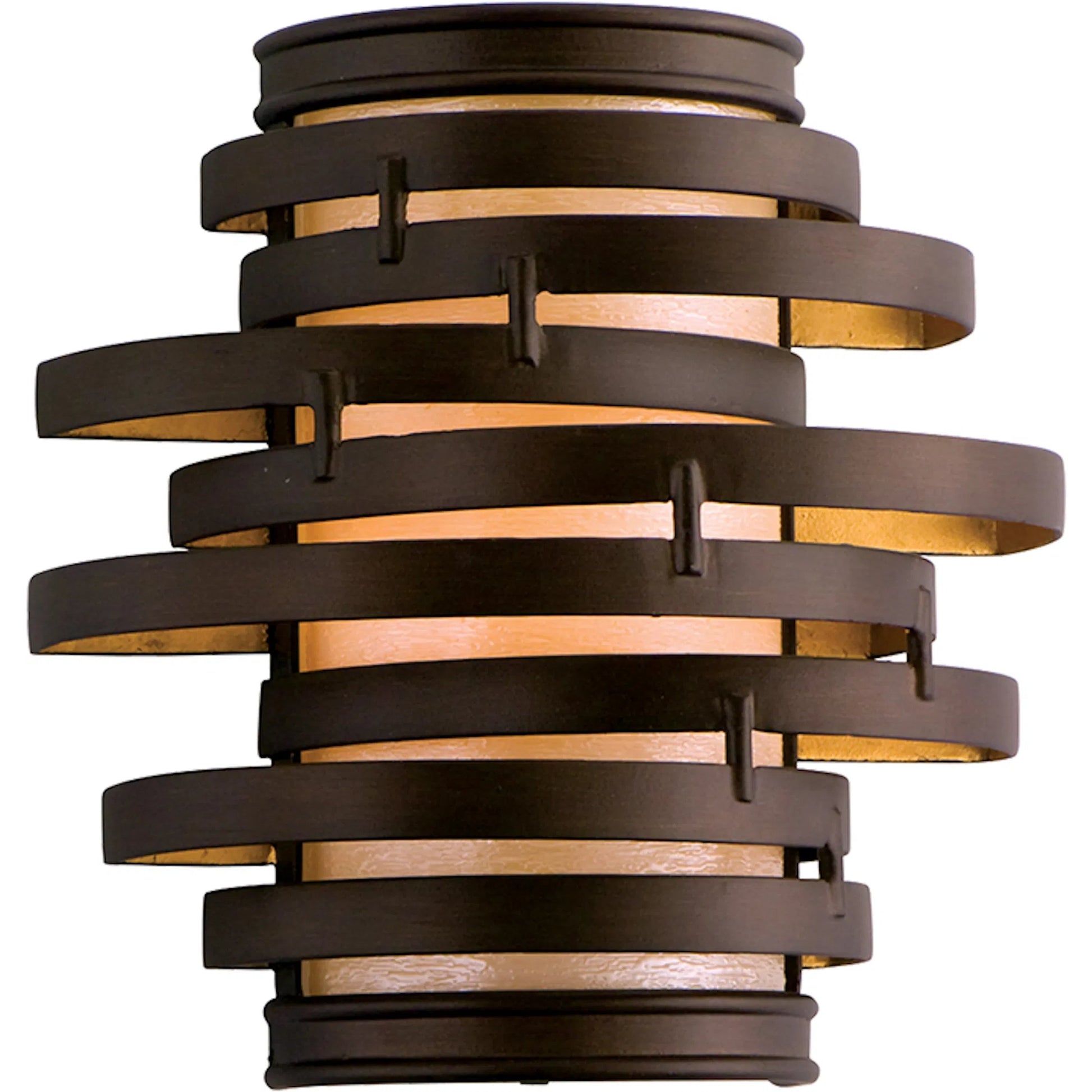 Vertigo Wall Sconce by Corbett in modern silver leaf. Made from hand worked iron in a modern style.