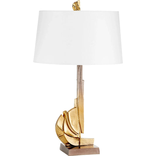 Crescendo Table Lamp by Cyan Design in antique brass. Made from aluminum in a modern style.
