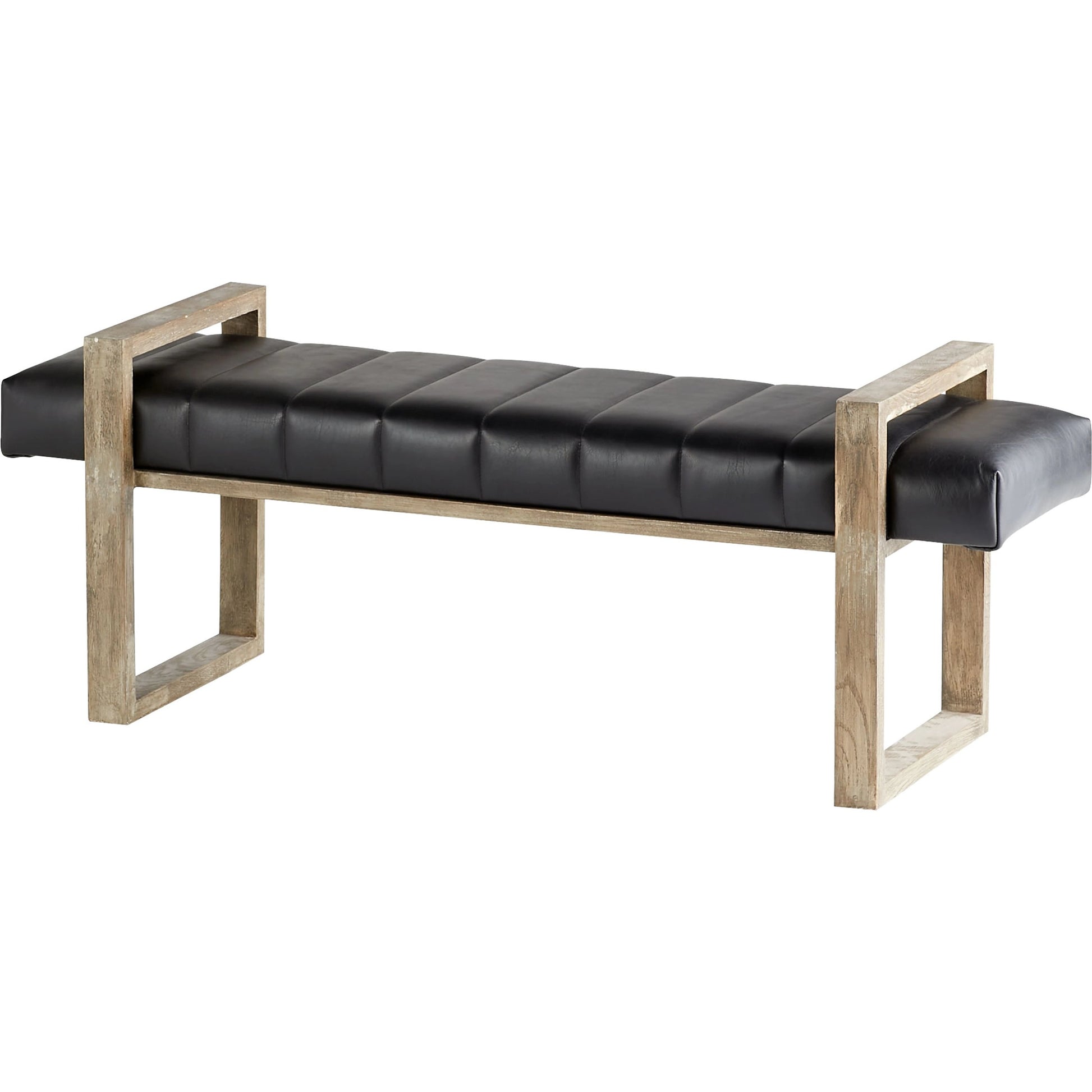 Polar Wood Bench by Cyan Design in black. Made from leather in a modern style.