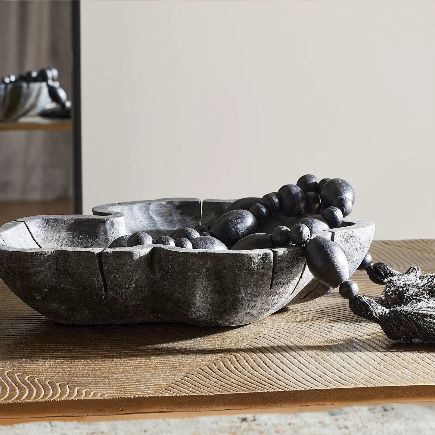 020 SI-1986946 | Lifestyle | Bovina Tray by Cyan Design in black. Made from wood in a modern style.