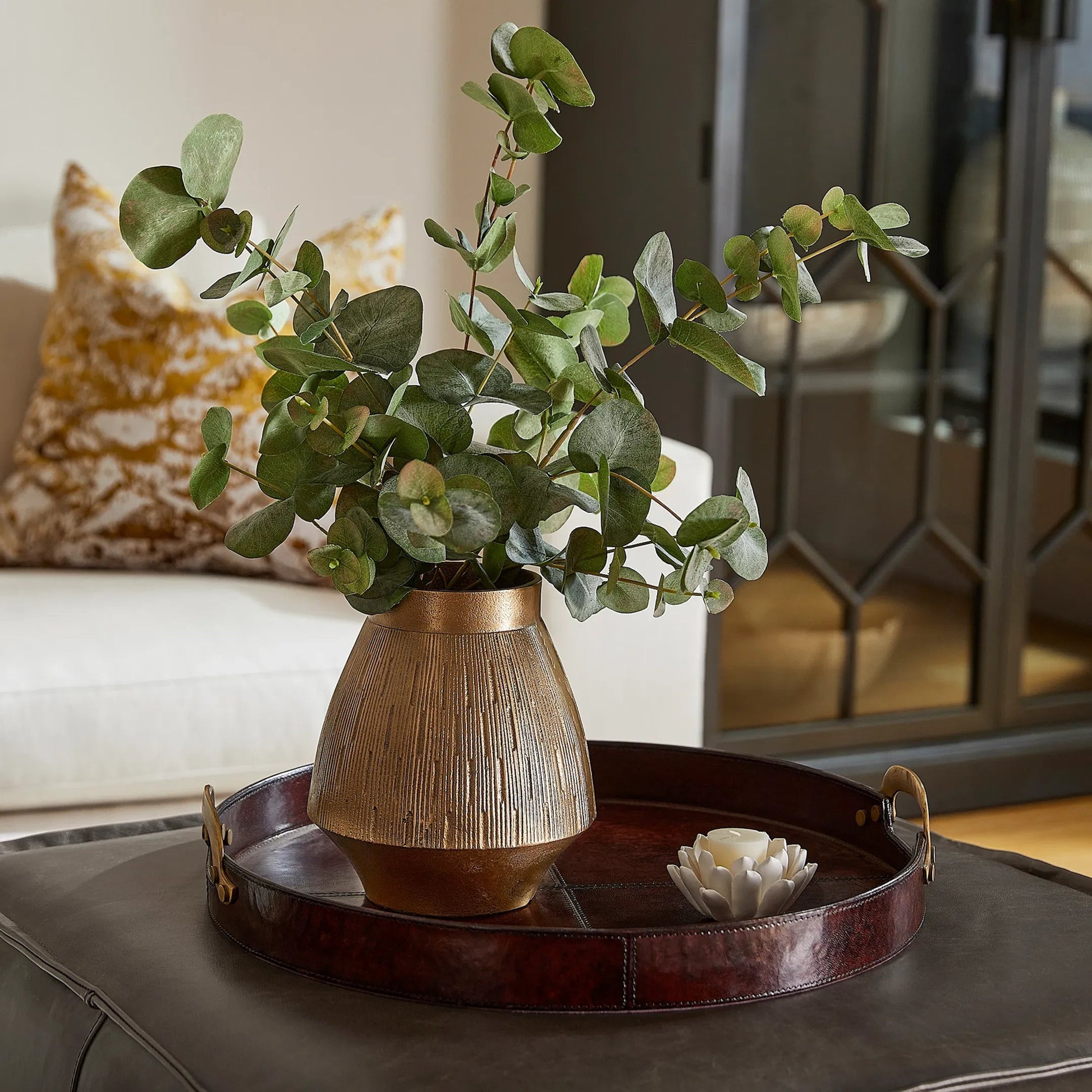 Dorado Vase by Cyan Design in gold. Made from aluminum in a modern style.