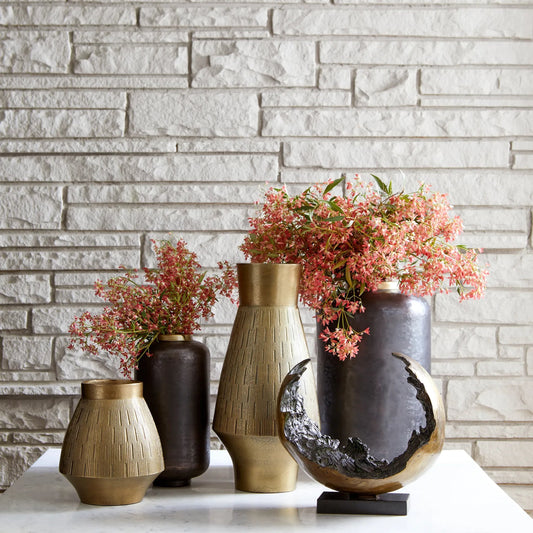 Aria Vase by Cyan Design in gold. Made from aluminum in a modern style.