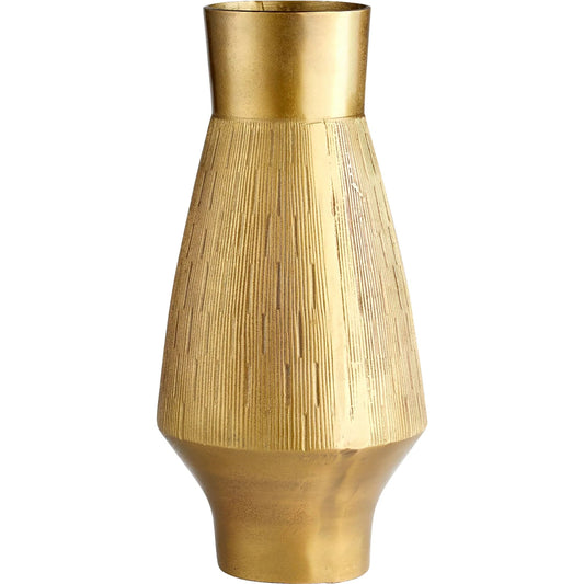 Aria Vase by Cyan Design in gold. Made from aluminum in a modern style.