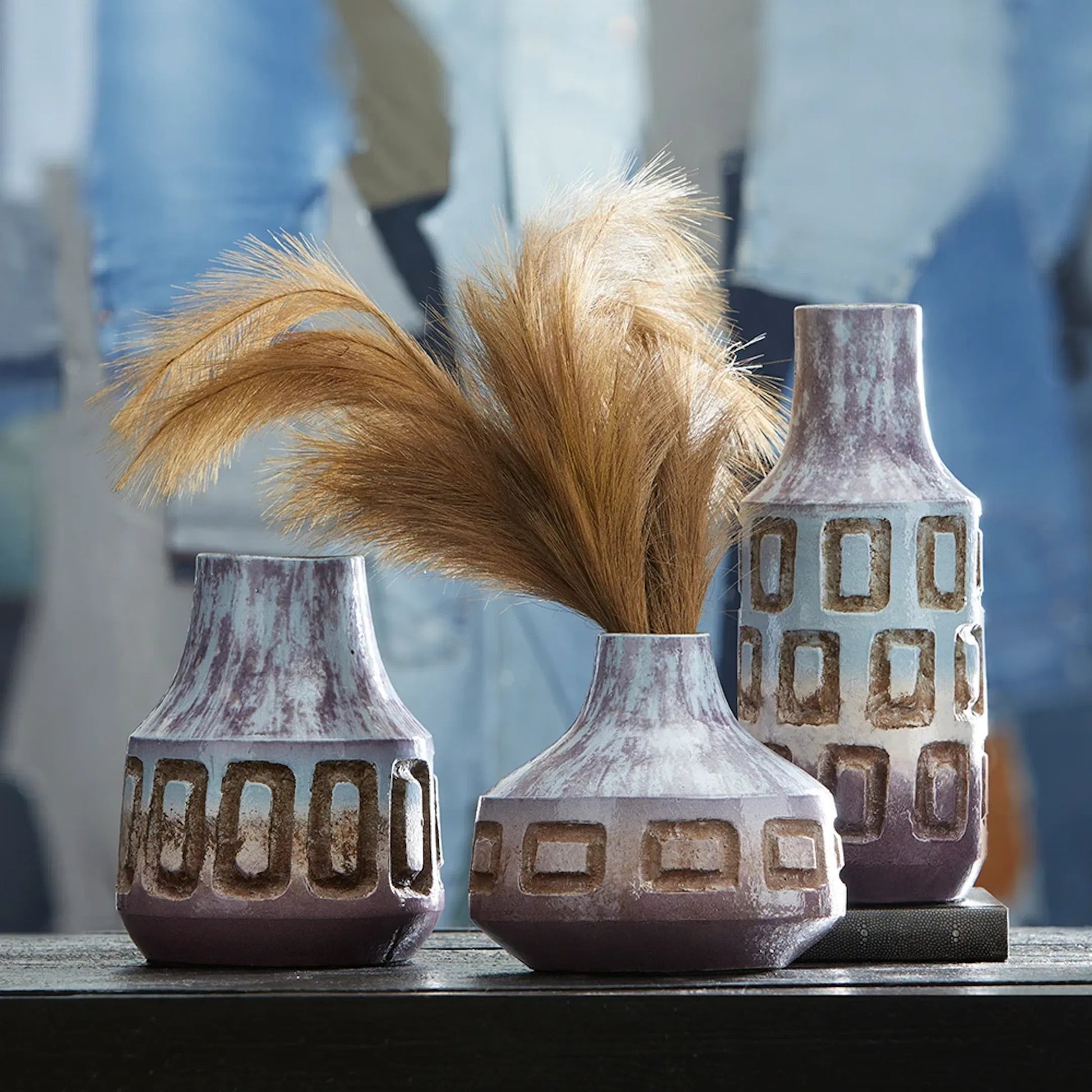 Bako Vase by Cyan Design in blue. Made from ceramic in a modern style.