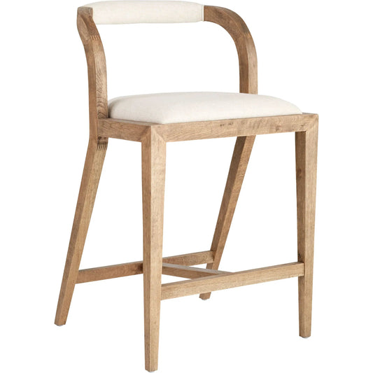 Malone Stool by Cyan Design in white - cream. Made from linen, wood in a transitional style.