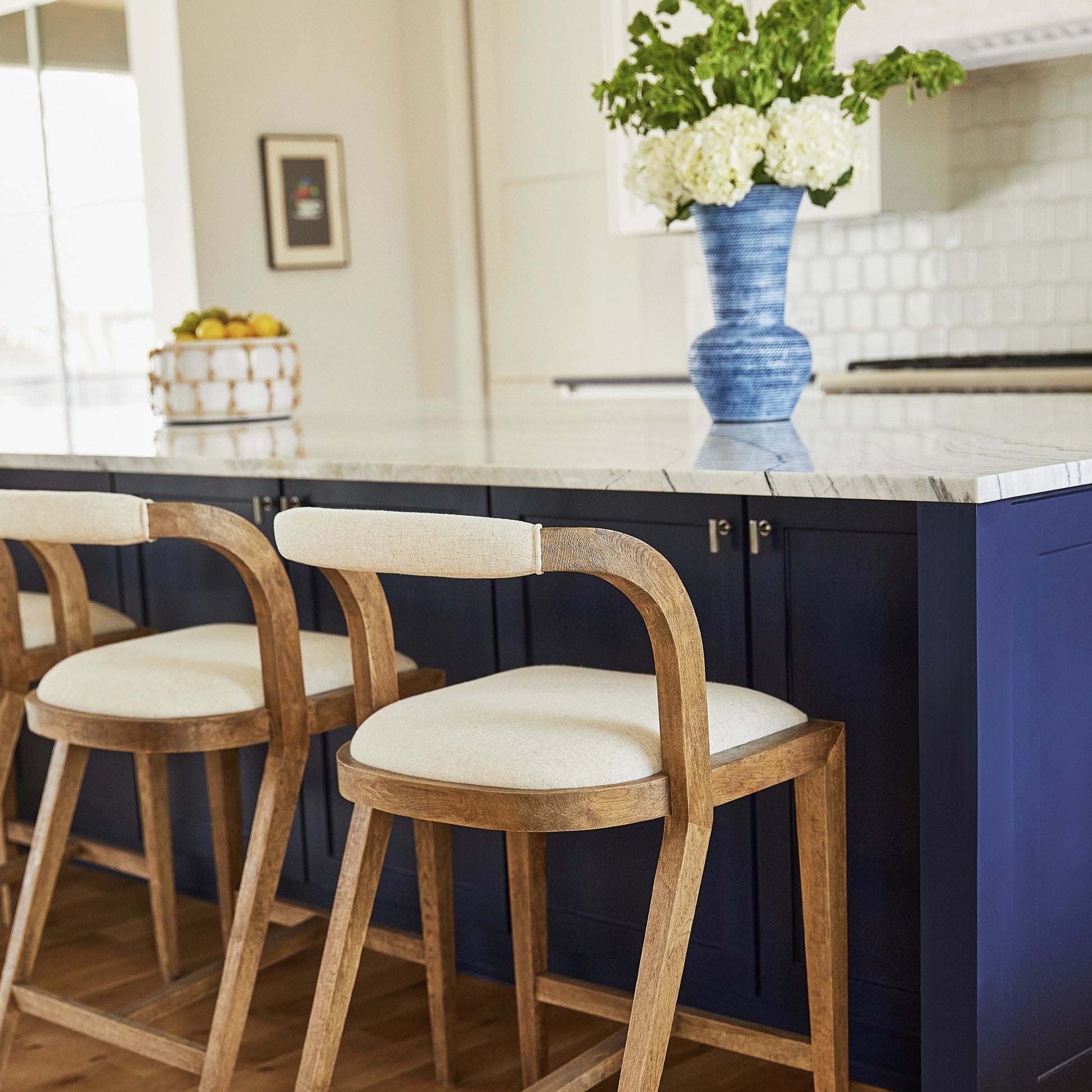 Malone Stool by Cyan Design in white - cream. Made from linen, wood in a transitional style.