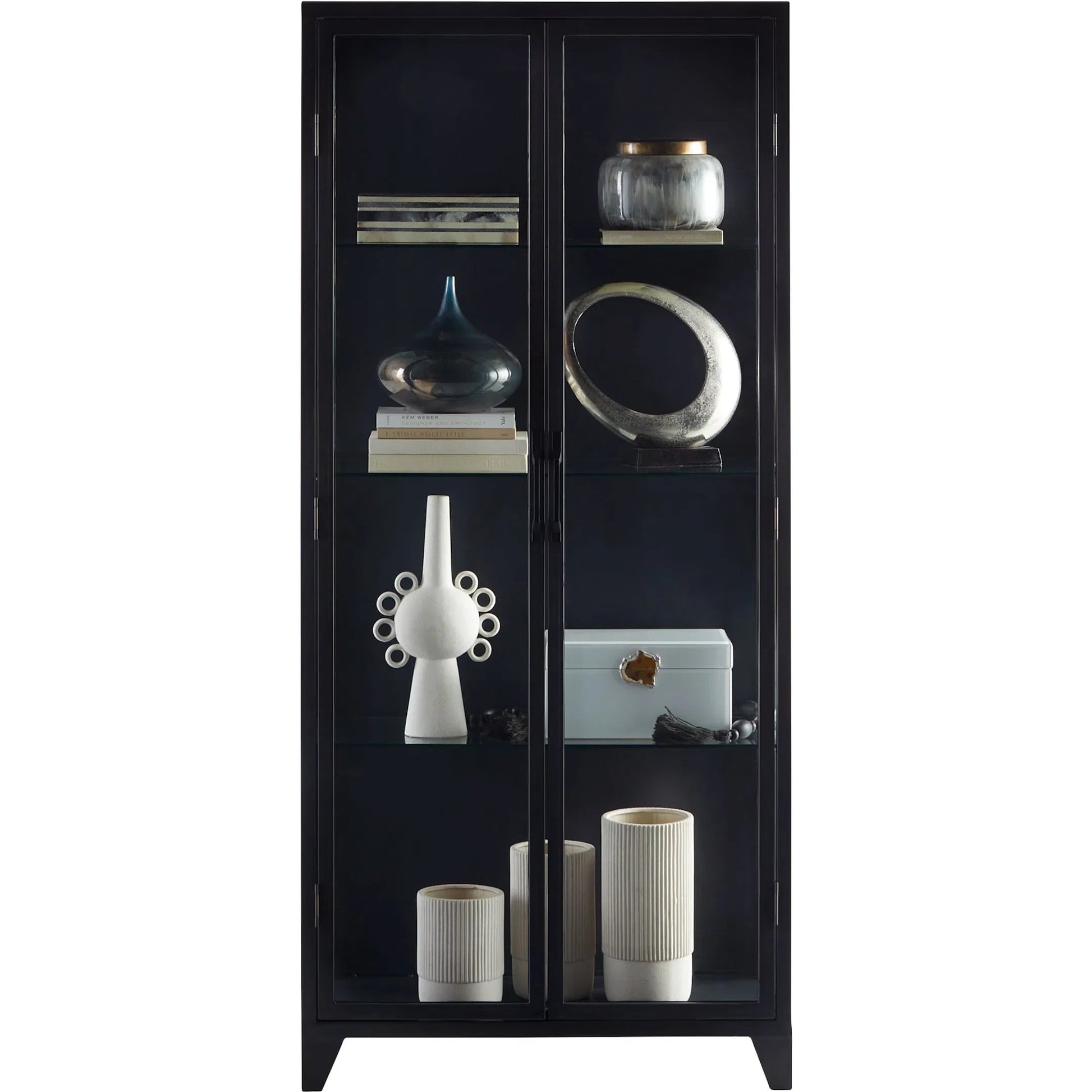 Hosta Cabinet by Cyan Design in black. Made from iron, glass in a modern style.