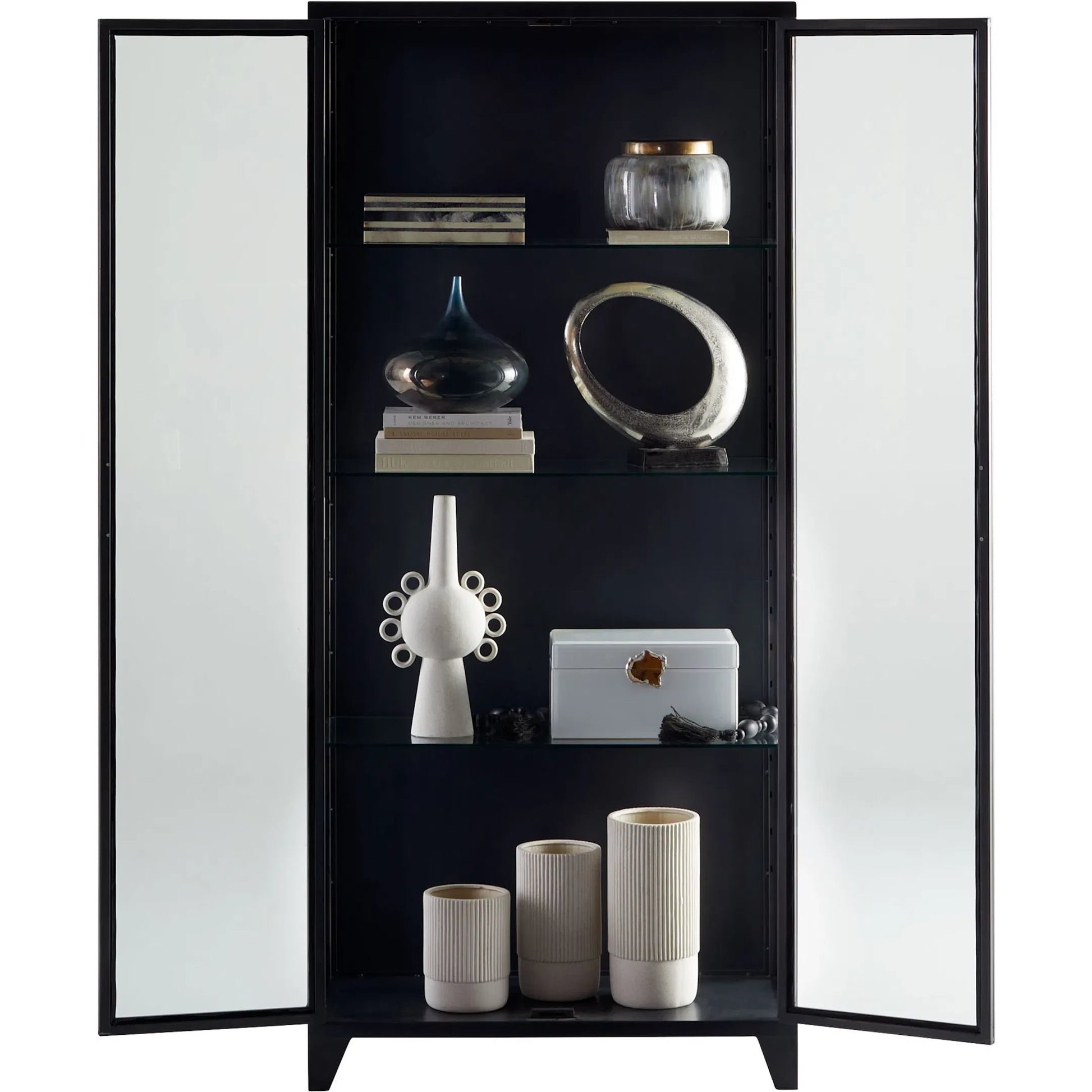 Hosta Cabinet by Cyan Design in black. Made from iron, glass in a modern style.