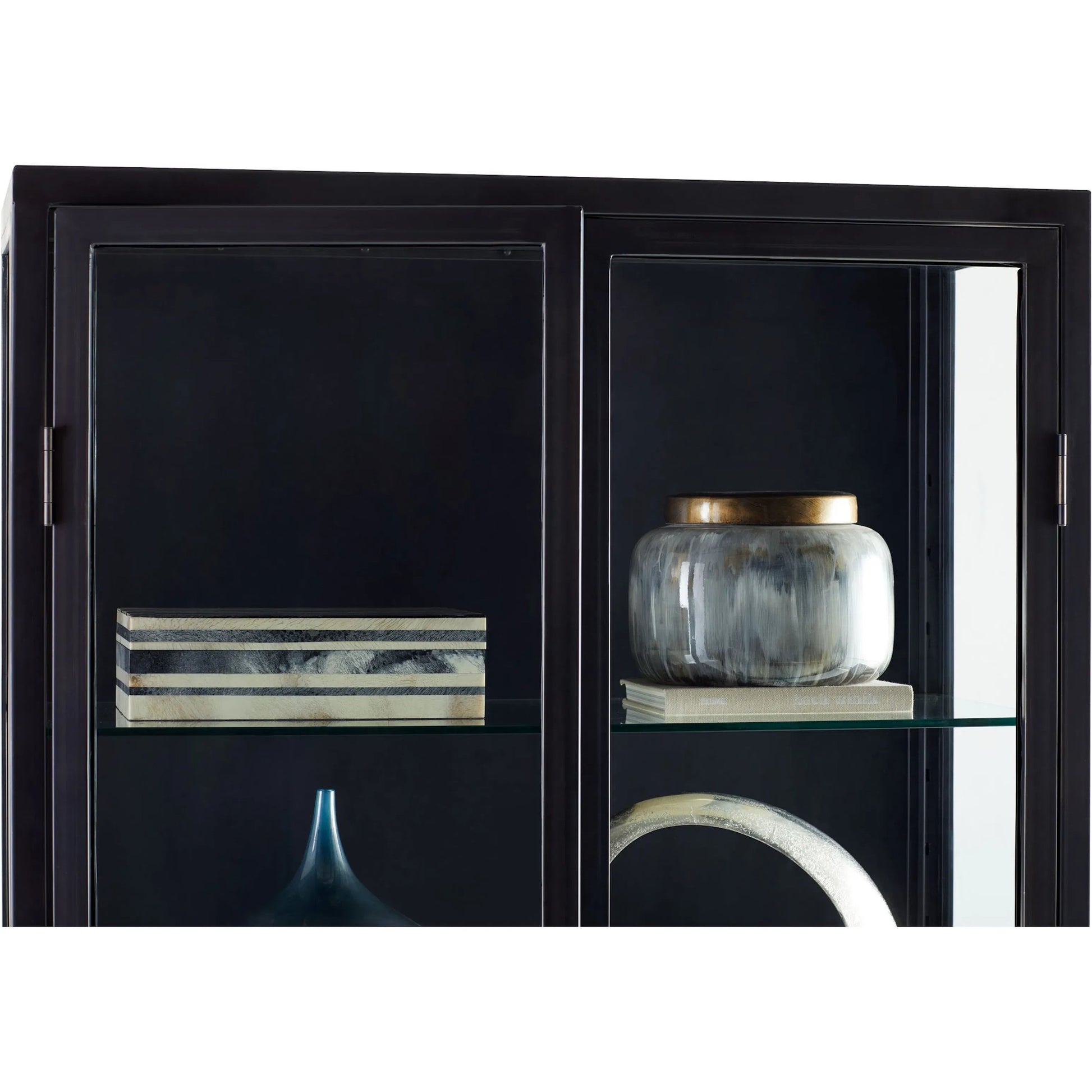 Hosta Cabinet by Cyan Design in black. Made from iron, glass in a modern style.