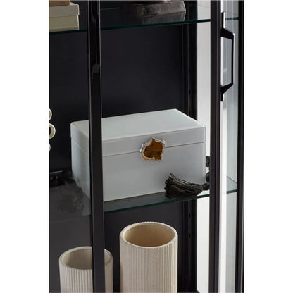 Hosta Cabinet by Cyan Design in black. Made from iron, glass in a modern style.