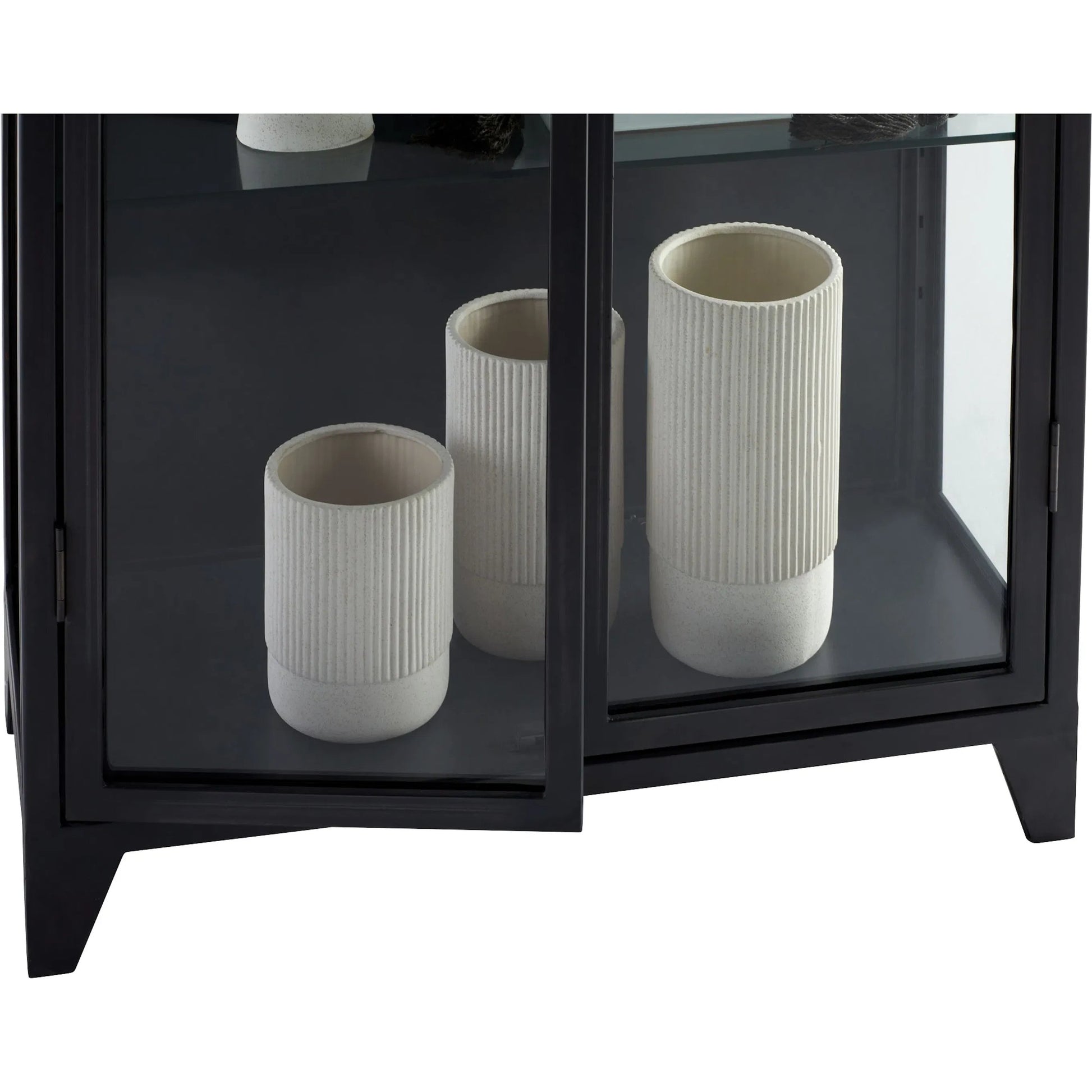 Hosta Cabinet by Cyan Design in black. Made from iron, glass in a modern style.