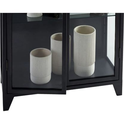 Hosta Cabinet by Cyan Design in black. Made from iron, glass in a modern style.