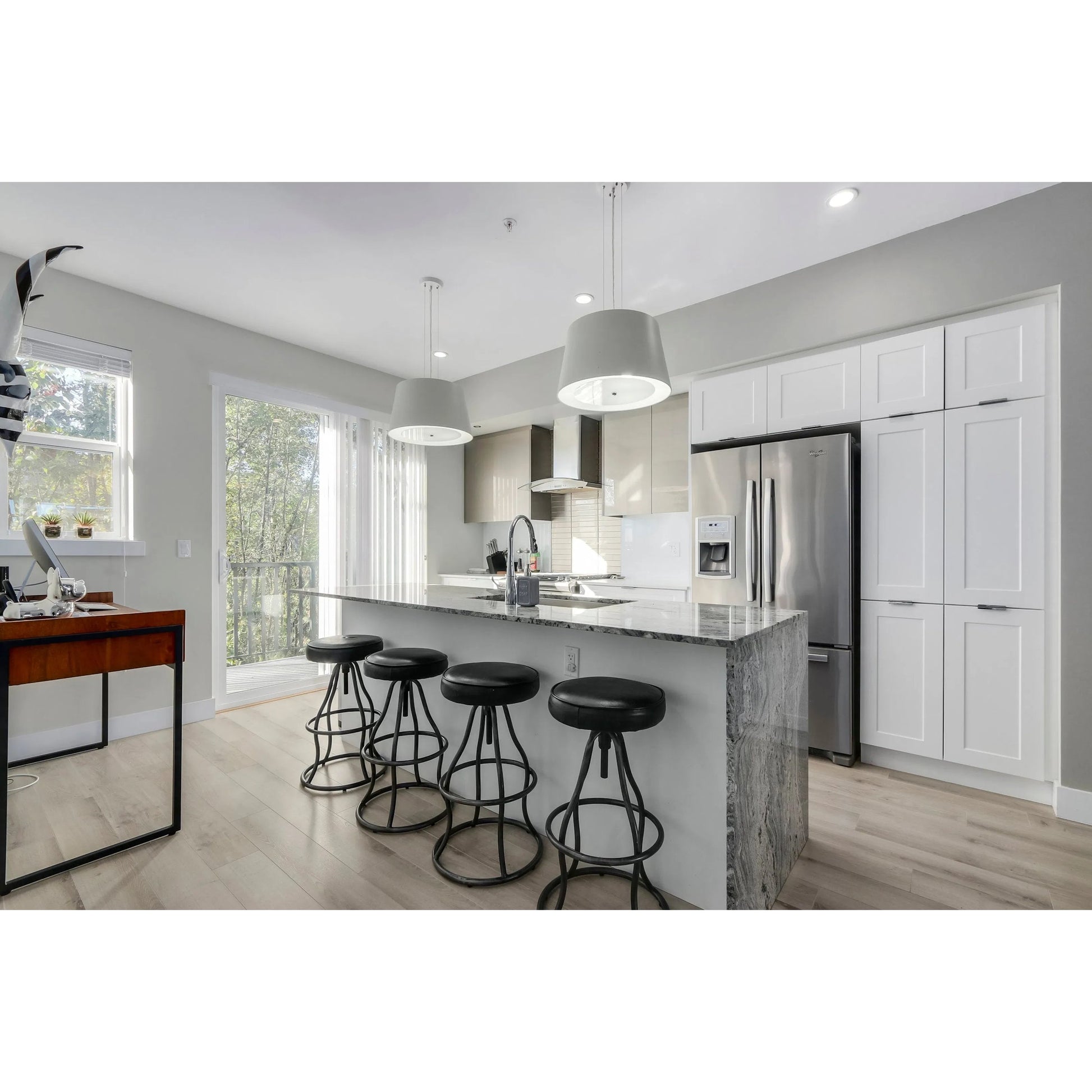 Bowie Bar Stool by LH Imports. Made from leather, metal in a rustic style.