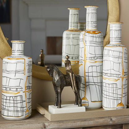 Lindus Vase by Cyan Design in black, white. Made from ceramic in a eclectic & global style.