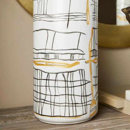 Lindus Vase by Cyan Design in black, white. Made from ceramic in a eclectic & global style.