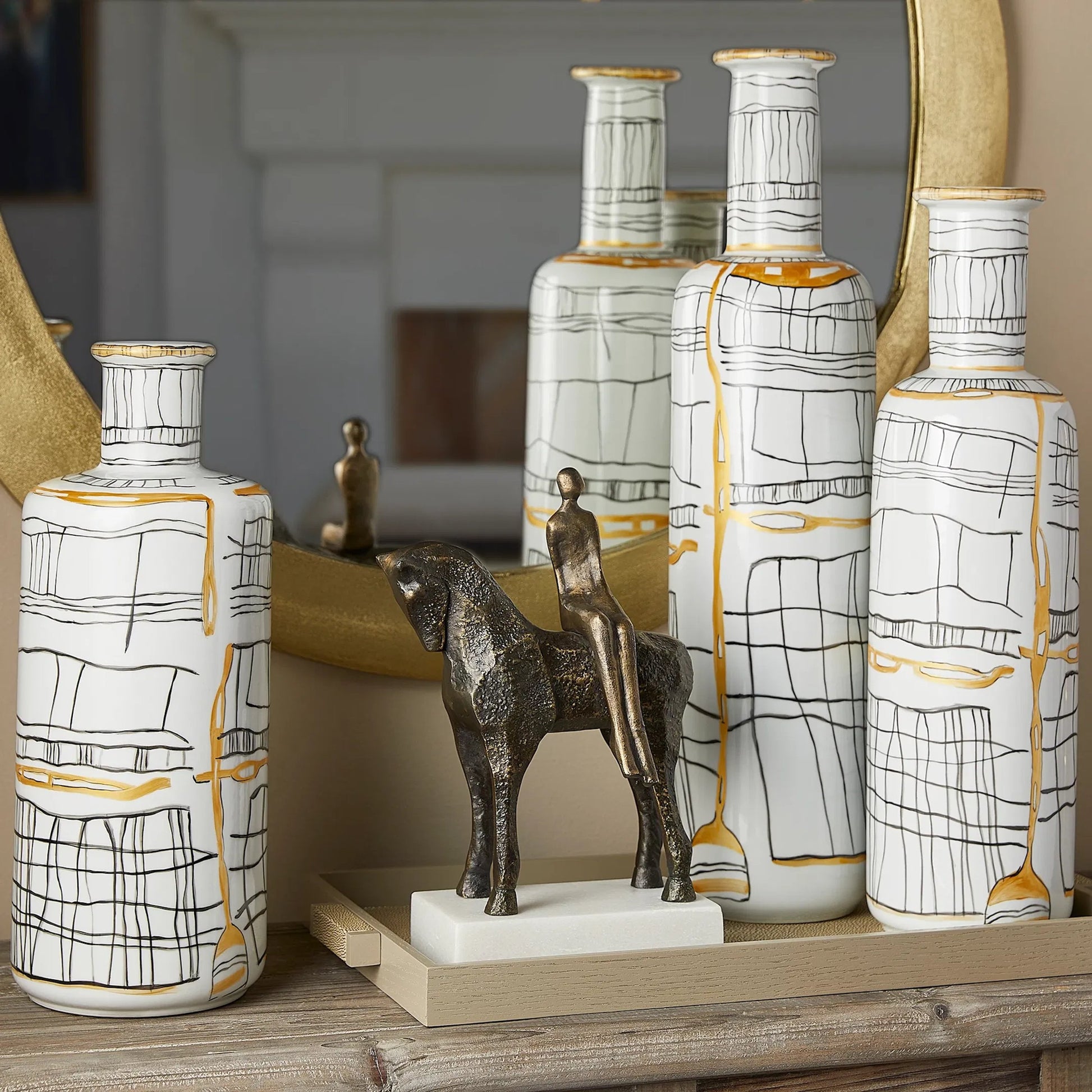Lindus Vase by Cyan Design in black, white. Made from ceramic in a eclectic & global style.