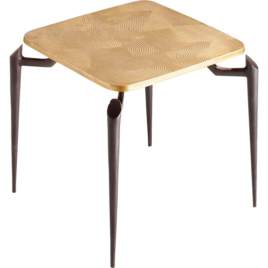 Tarsal Side Table by Cyan Design in black, gold. Made from aluminum in a modern style.