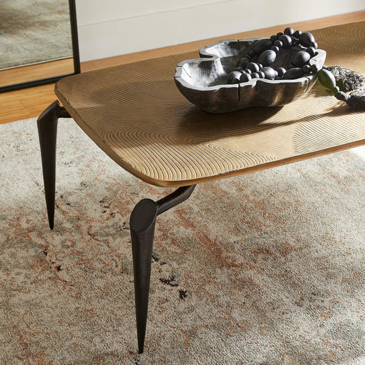 Tarsal Coffee Table by Cyan Design in black, gold. Made from aluminum in a transitional style.