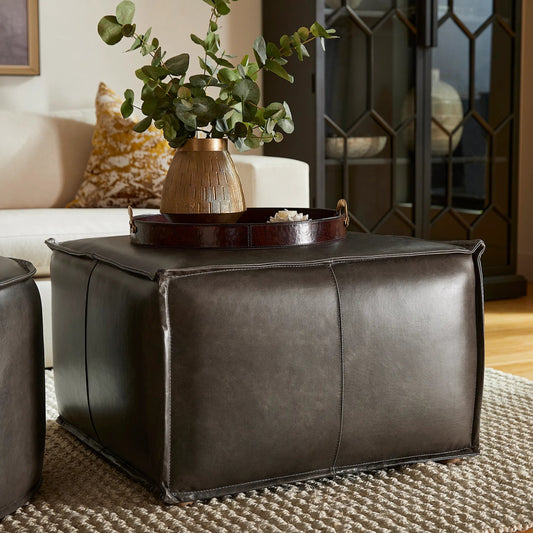 Lusso Square Ottoman by Cyan Design in grey. Made from unique in a unique style.