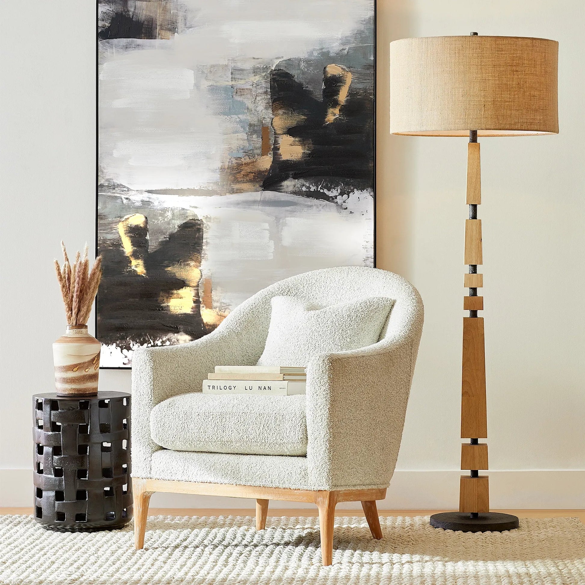 Adonis Floor Lamp by Cyan Design in tan, black. Made from unique in a transitional style.