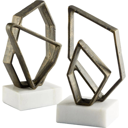 Euclid Bookends by Cyan Design in bronze. Made from metal, marble in a modern style.