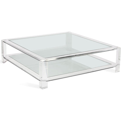 Surrey Square Cocktail by Interlude Home in clear, clear glass. Made from acrylic, glass in a modern style.