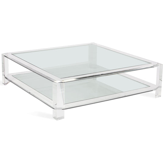 Surrey Square Cocktail by Interlude Home in clear, clear glass. Made from acrylic, glass in a modern style.