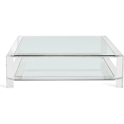 Surrey Square Cocktail by Interlude Home in clear, clear glass. Made from acrylic, glass in a modern style.