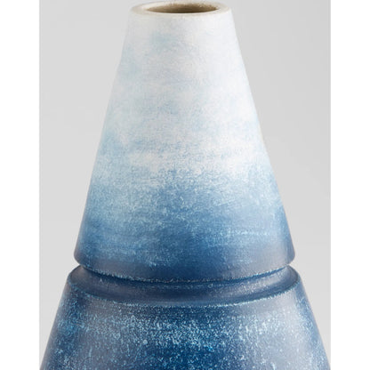 Amarna Vase by Cyan Design in blue ombre. Made from earthernware in a modern style.