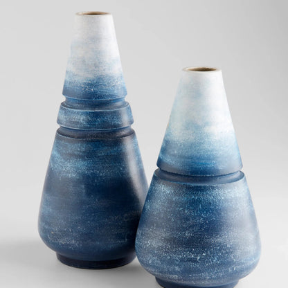 Amarna Vase by Cyan Design in blue ombre. Made from earthernware in a modern style.