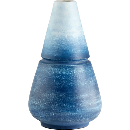 Amarna Vase by Cyan Design in blue ombre. Made from earthernware in a modern style.