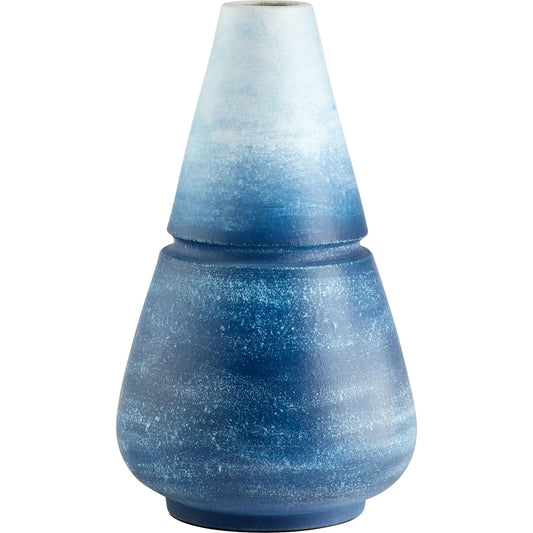 Amarna Vase by Cyan Design in blue ombre. Made from earthernware in a modern style.