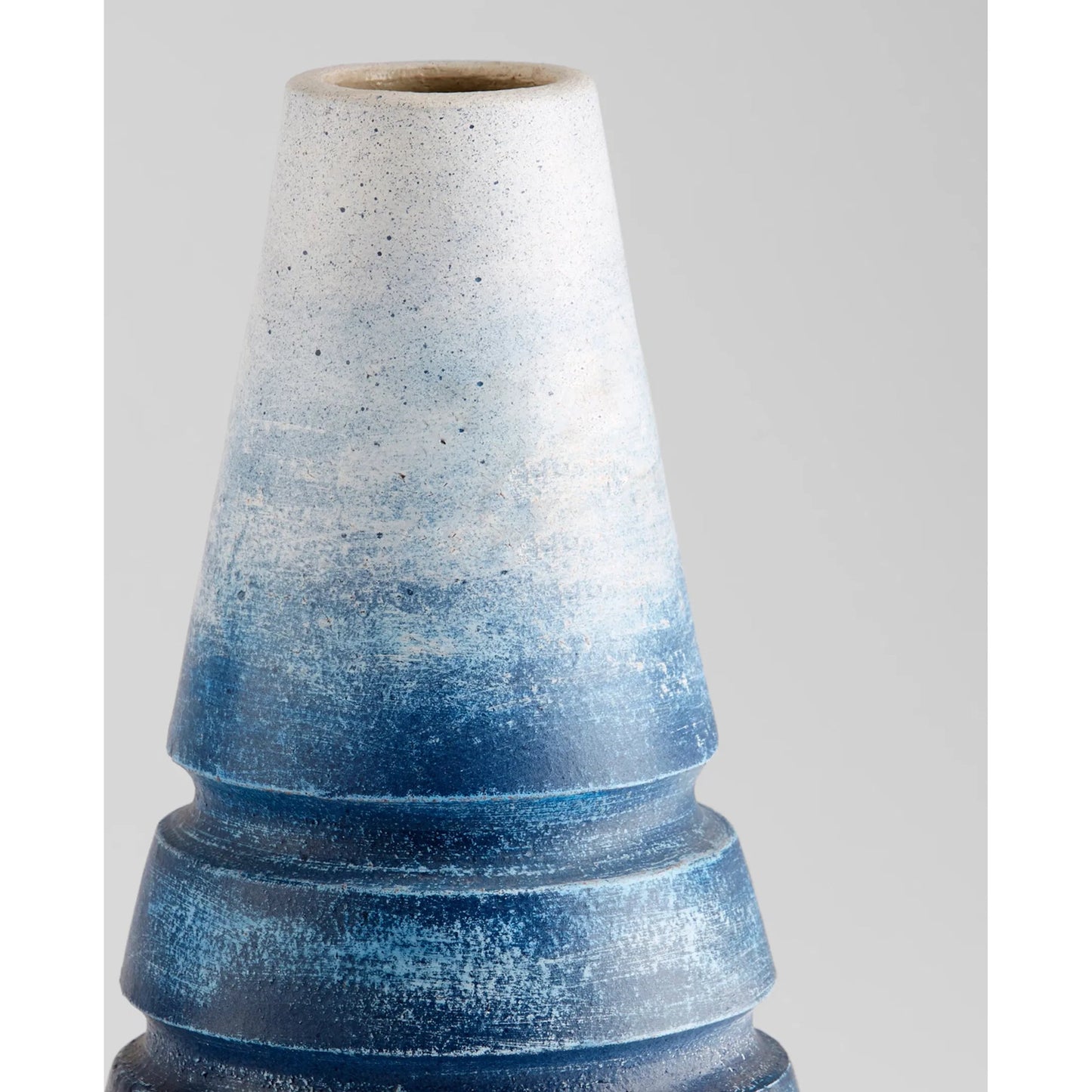 016 SI-1986865 | Closeup | Amarna Vase by Cyan Design in blue ombre. Made from earthernware in a modern style.