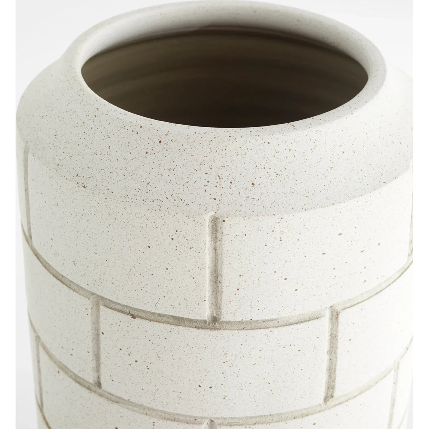 003 SI-1987224 | Closeup | Mason Vase by Cyan Design in matte grey speckle. Made from unique in a modern style.