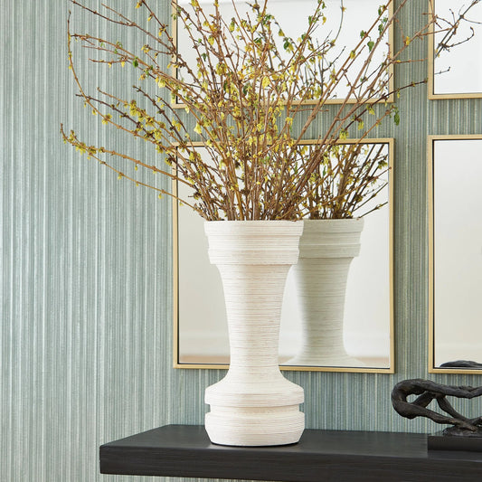 Taras Vase by Cyan Design in latte white. Made from earthernware in a transitional style.