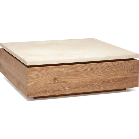 Branford Storage Cocktail Table by Interlude Home in saddle, honey. Made from oak, marble in a unique style.