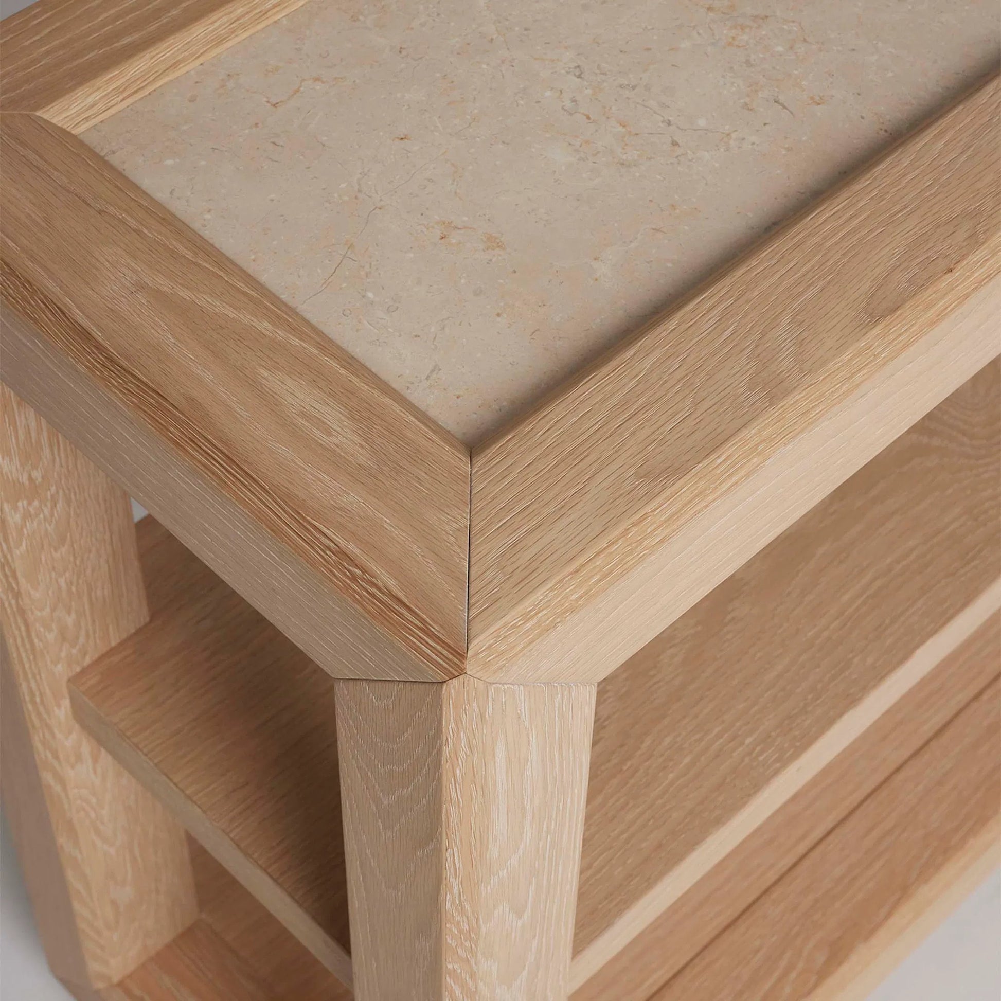 Walsh Console Table by Interlude Home in saddle, honey. Made from oak, marble in a transitional style.