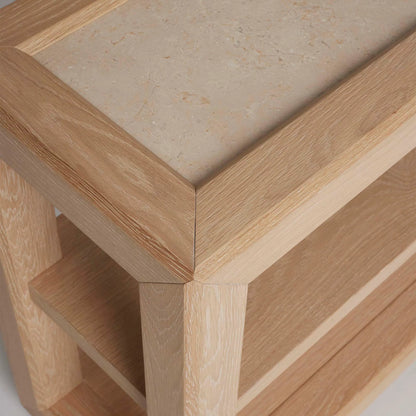Walsh Console Table by Interlude Home in saddle, honey. Made from oak, marble in a transitional style.