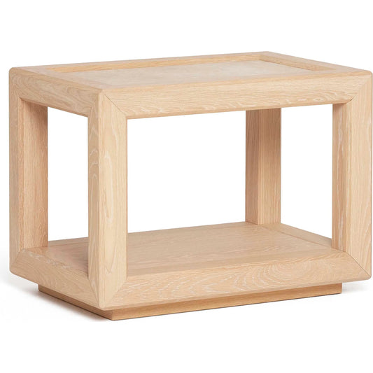 Walsh Side Table by Interlude Home in saddle, honey. Made from oak, marble in a unique style.