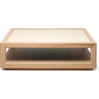 Walsh Cocktail Table by Interlude Home in saddle, honey. Made from oak, marble in a transitional style.