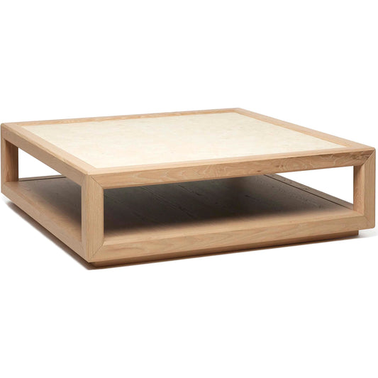 Walsh Cocktail Table by Interlude Home in saddle, honey. Made from oak, marble in a unique style.